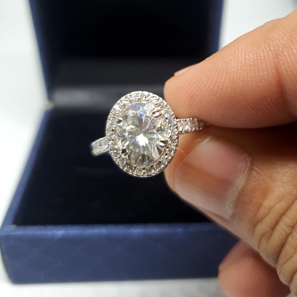 2Ct Oval Cut Moissanite Engagement Ring In Gold - Picture 15 of 16